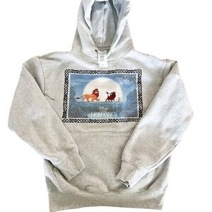 Disney The Lion King Hoodie Simba & Pumbaa Graphic Sweatshirt Gray Unisex Medium